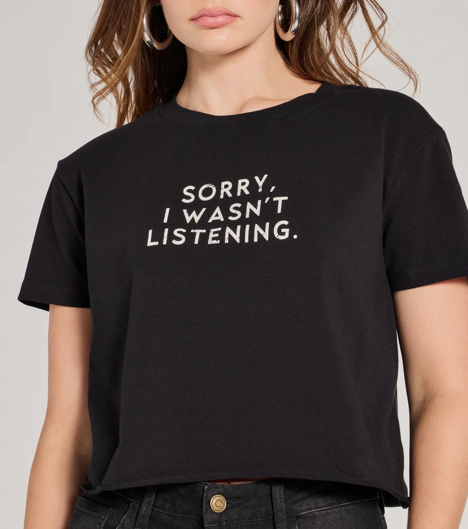 Sorry I Wasn't Listening Crop Graphic Tee - Image 4