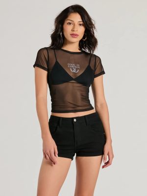 Cool It Cowboy Sheer Mesh Graphic Top
