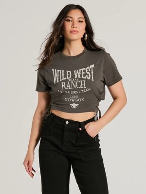 Wild West Lace-Up Crop Graphic Tee