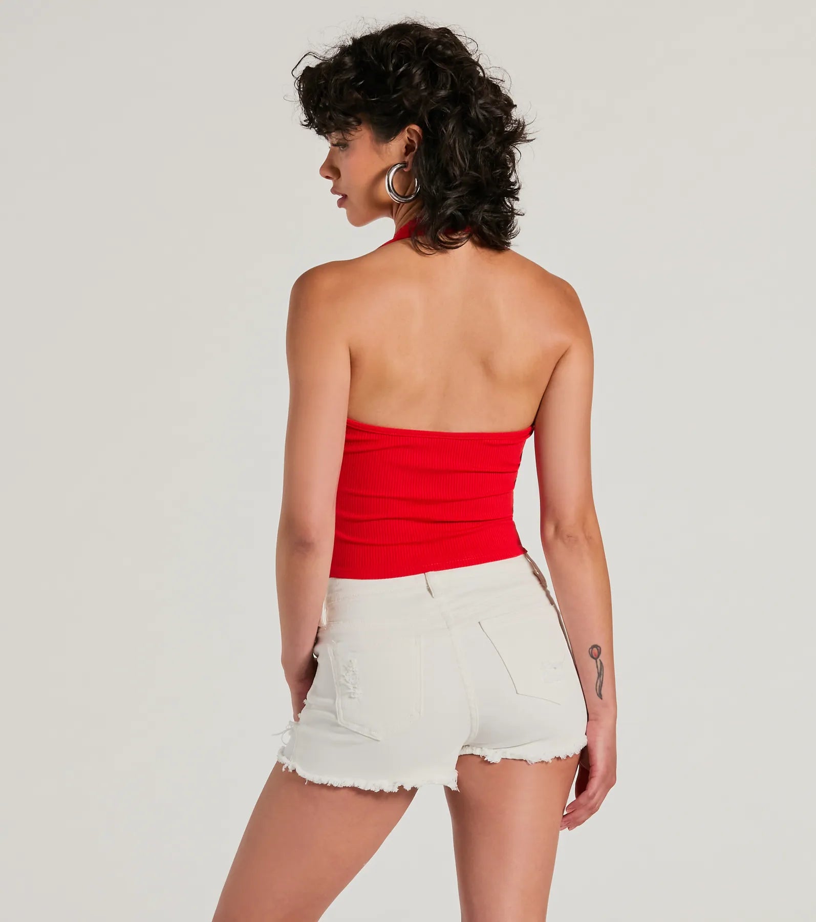 Mood For Love Lace Trim Halter Crop Top - Image 14