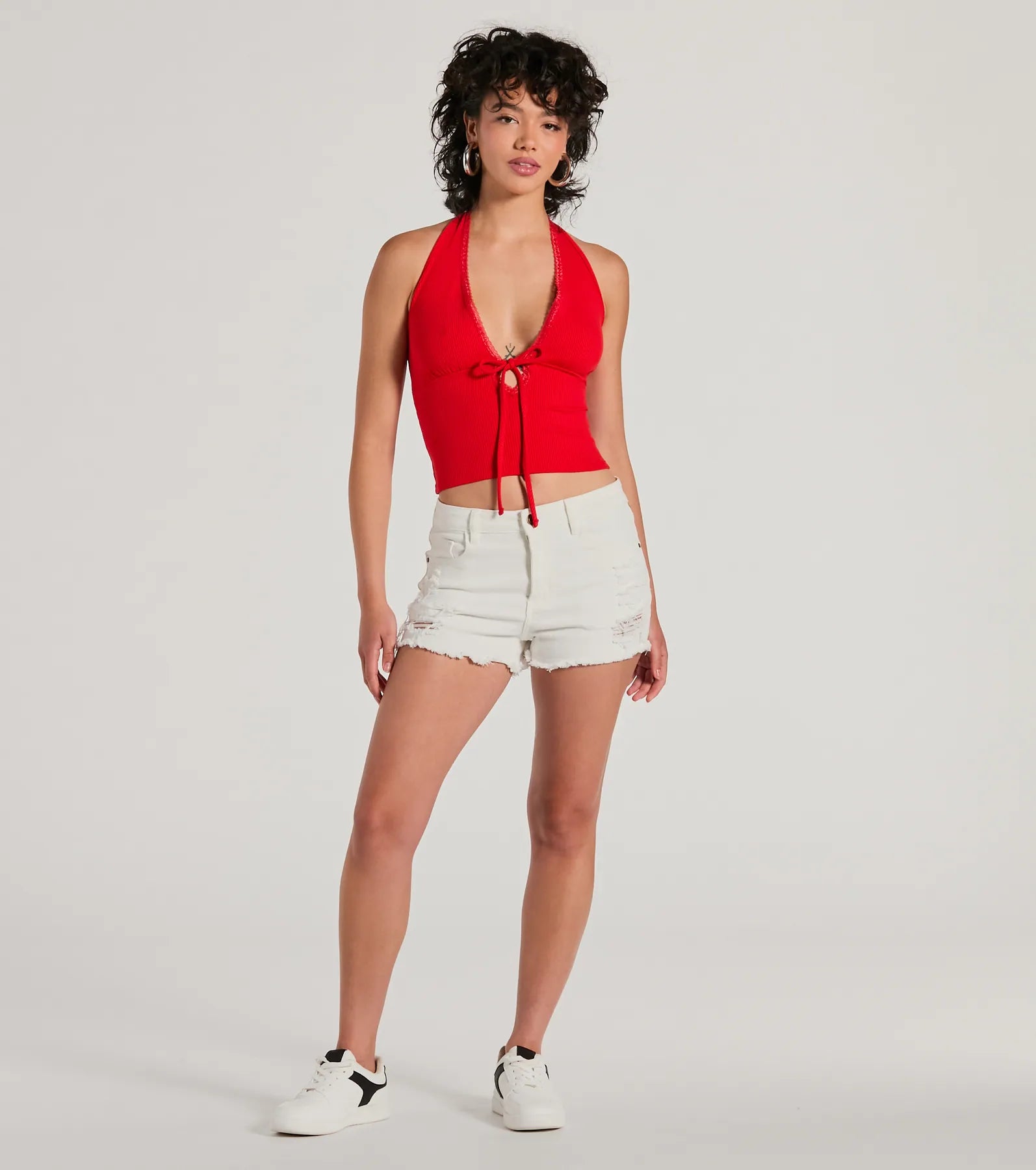 Mood For Love Lace Trim Halter Crop Top - Image 15