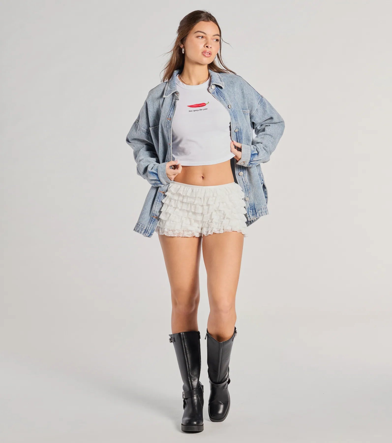 Too Spicy For You Crop Graphic Tee - Image 4
