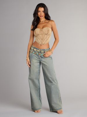 Vintage Vibes Denim Lace-Up Bustier