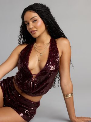 Turn The Flash On Sequin Crop Top