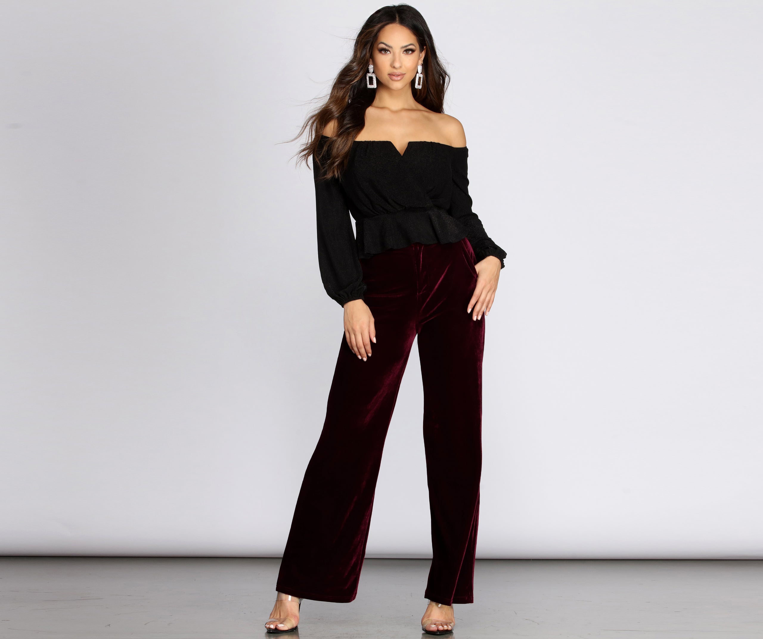 Glitzy Wrap Front Peplum Blouse - Image 4