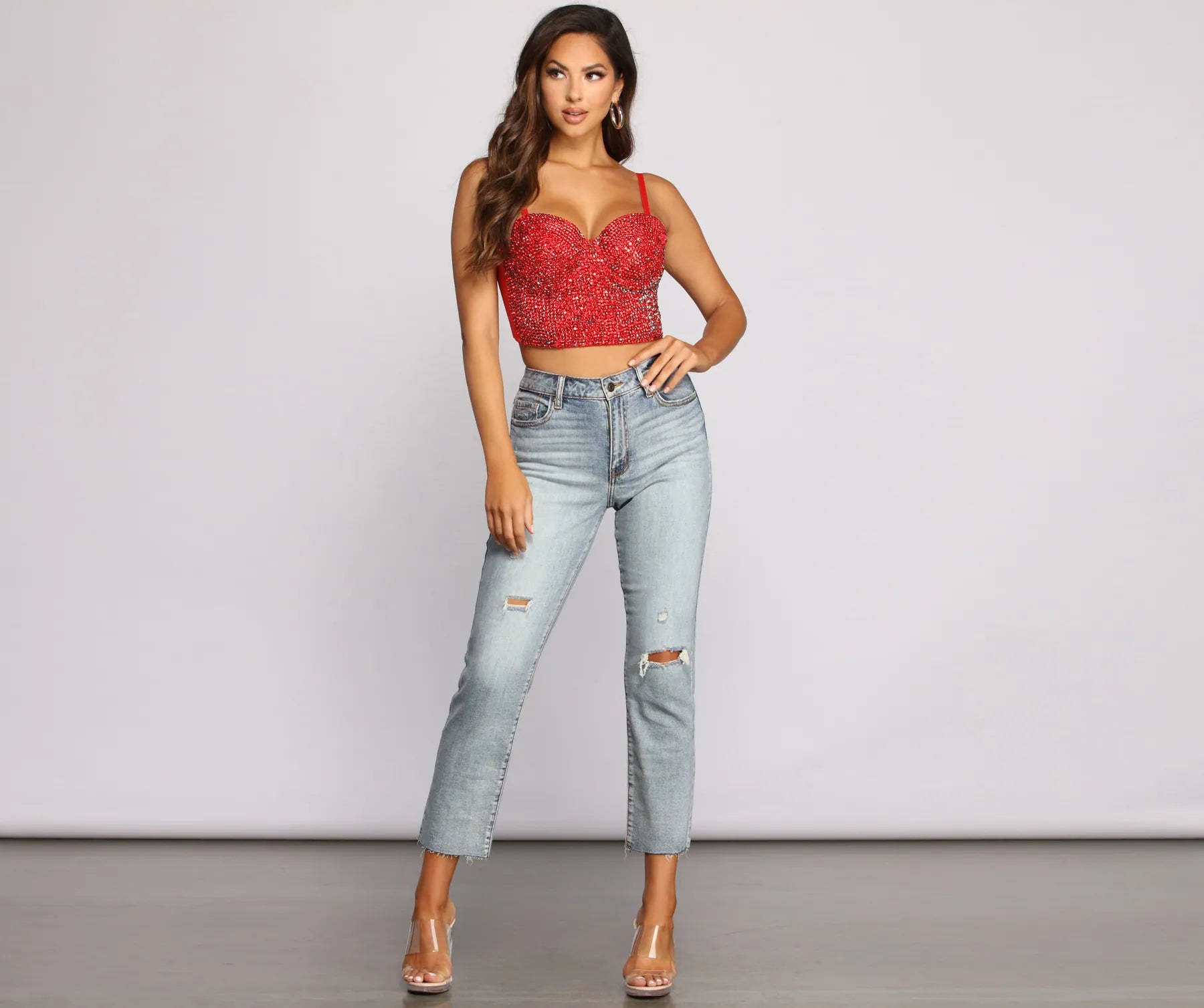 Daring Rhinestone Diva Cropped Bustier - Image 4