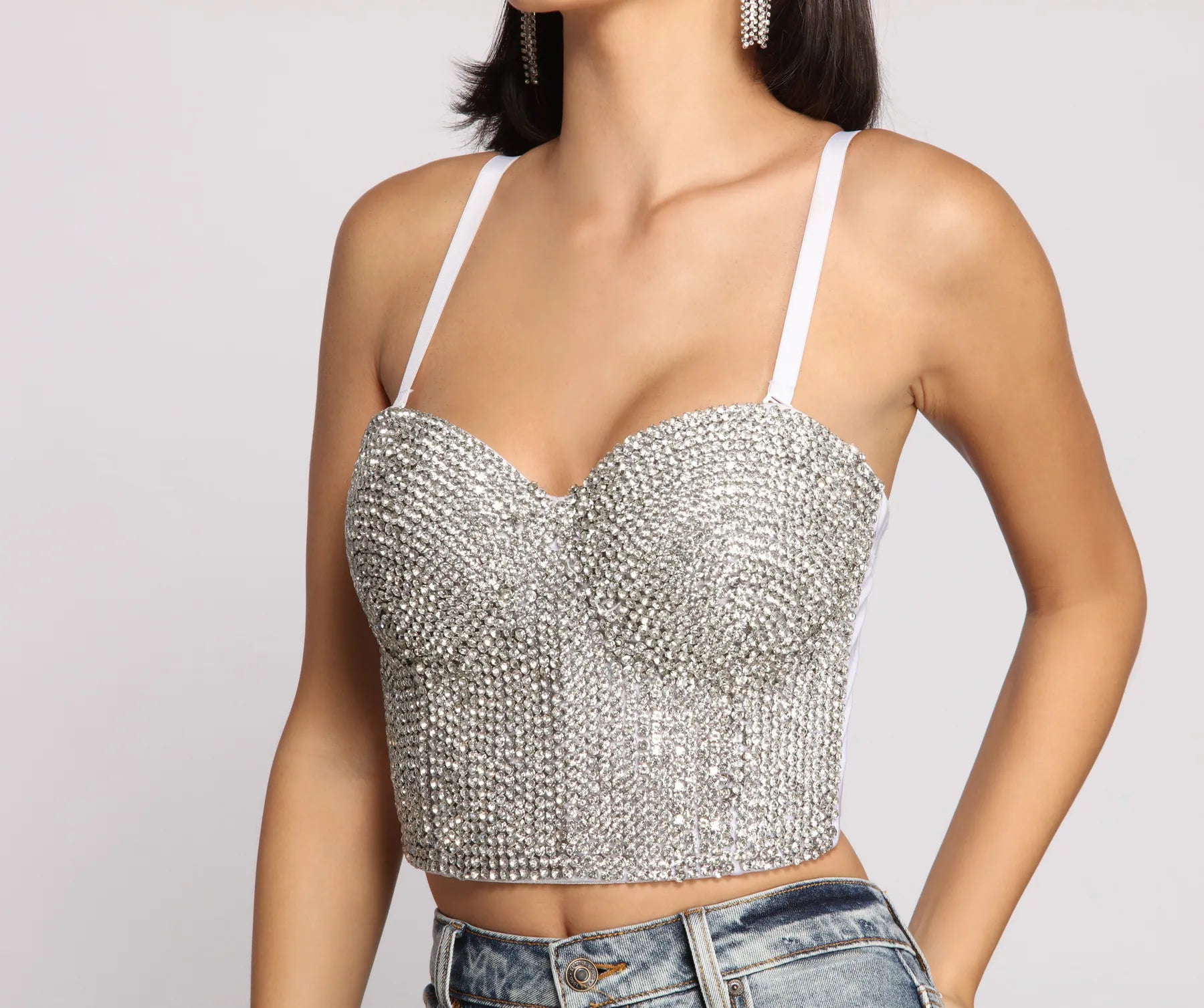 Daring Rhinestone Diva Cropped Bustier - Image 5