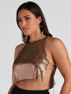 You've Got Glam Chainmail Lace Up Top