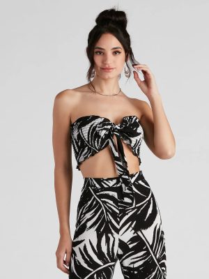 Sandy Beaches Palm Bandeau Top