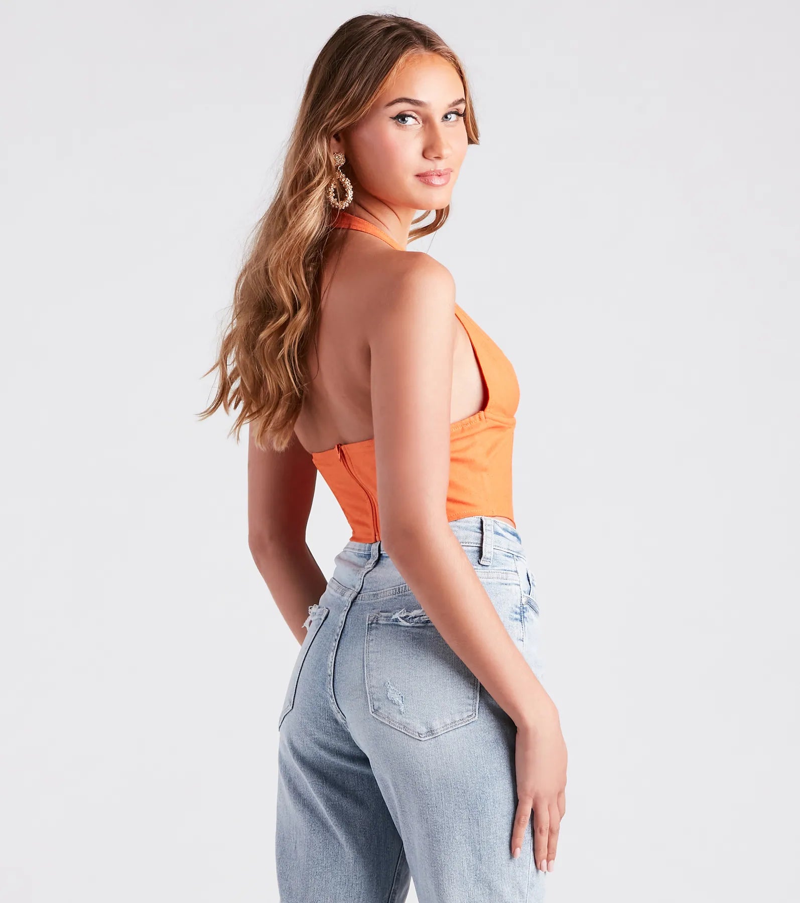 Compliment Starter Linen Halter Corset Top - Image 6