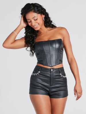 Popular Demand Faux Leather Corset Top
