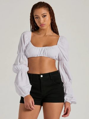 Official Cutie Tie Back Long Sleeve Crop Top
