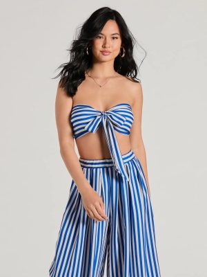 Festive Fun Strapless Striped Bandeau Crop Top