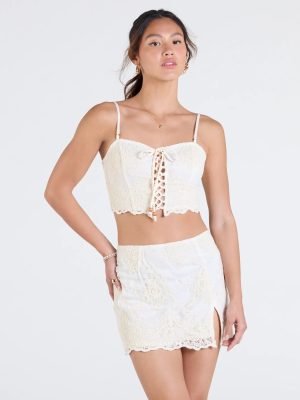 Boho Muse Lace-Up Embroidered Crop Top