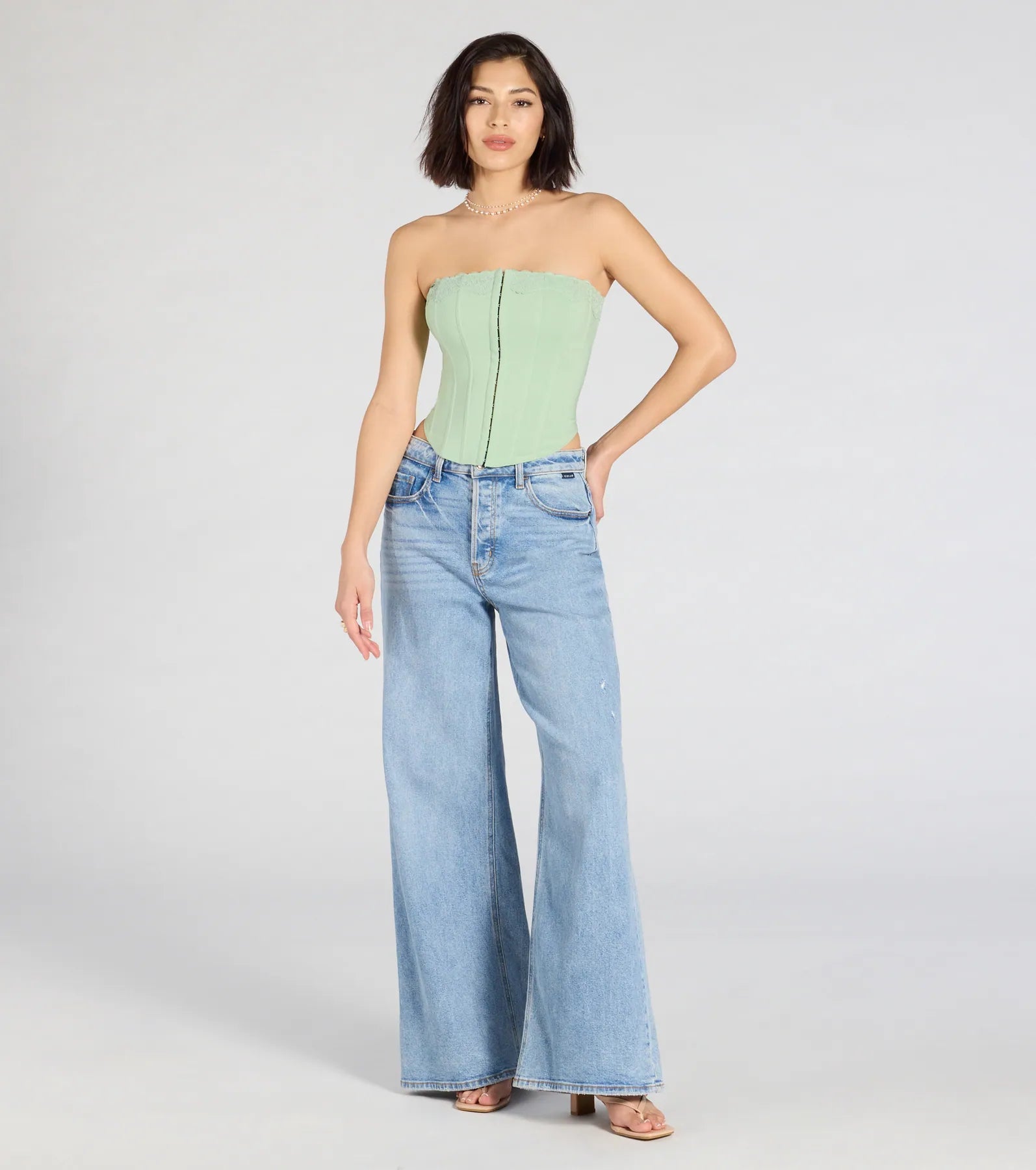 Chic And Snatched Strapless Lace Trim Corset Top - Image 15