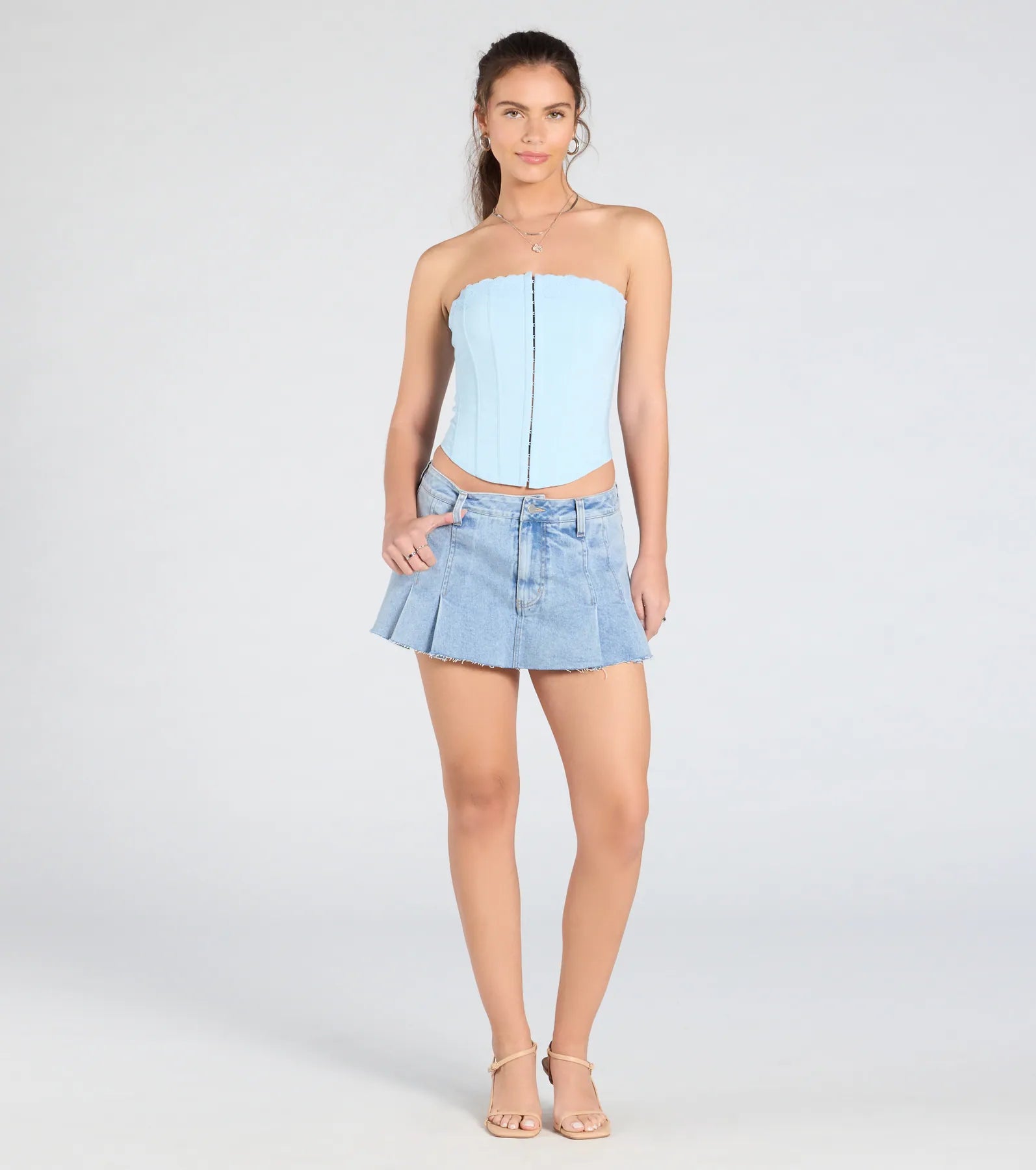 Chic And Snatched Strapless Lace Trim Corset Top - Image 19