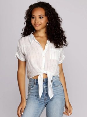 Pinstripes N' Palm Trees Top