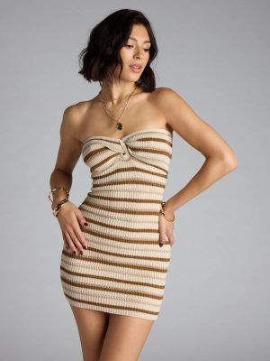 All Eyes on You Knit Striped Mini Dress