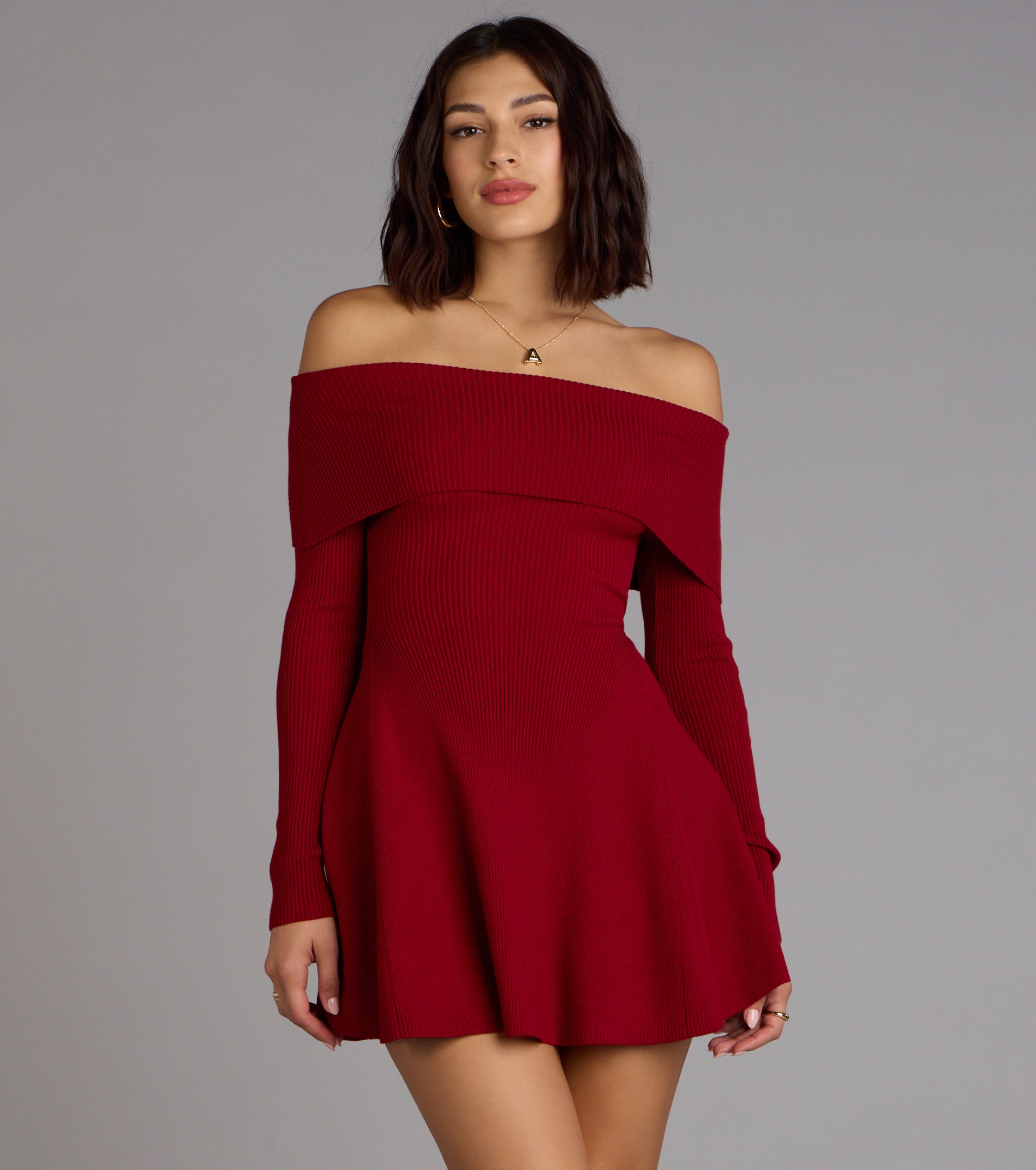 Chic Staple Ribbed Knit Skater Dress - Image 32
