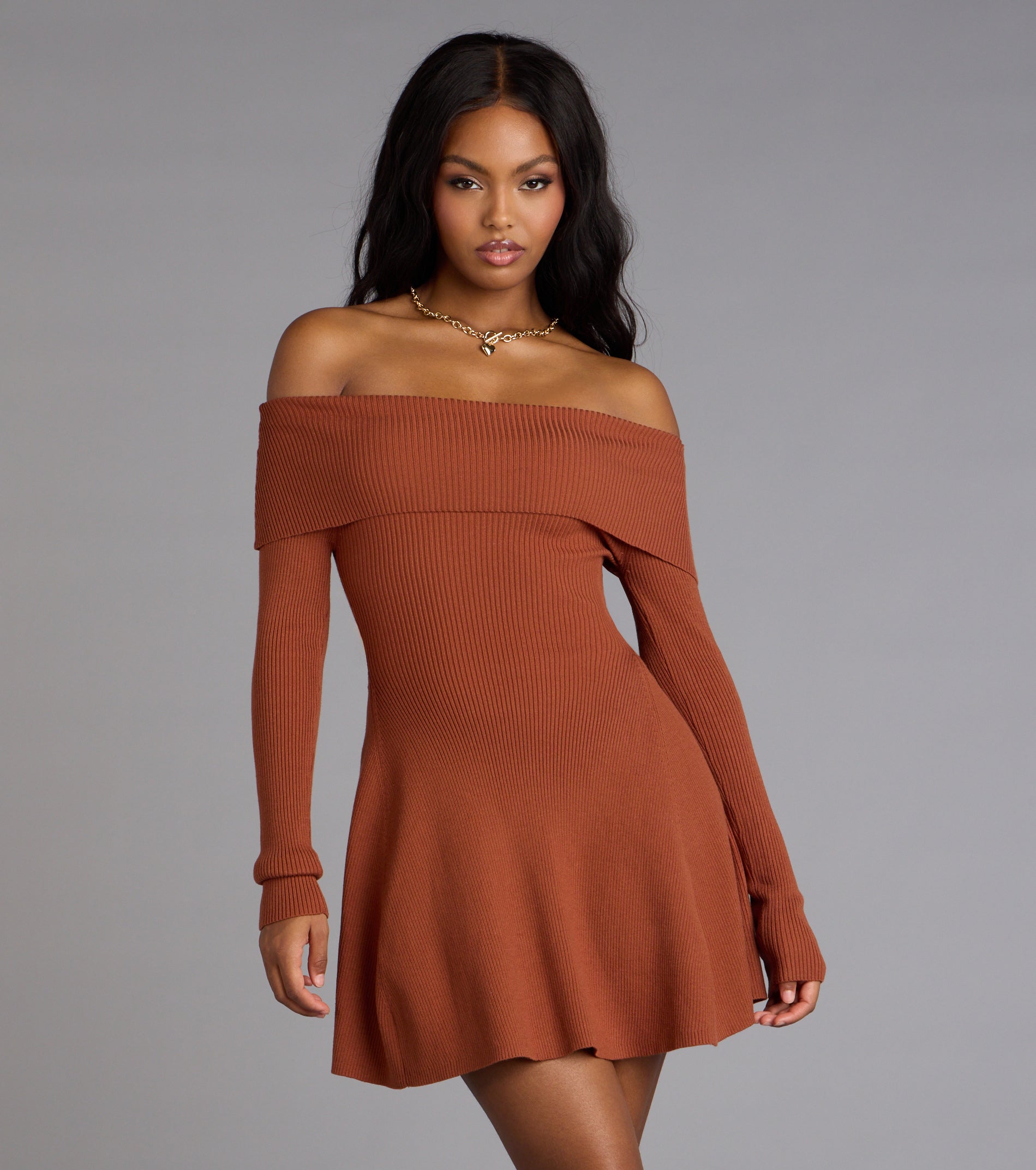 Chic Staple Ribbed Knit Skater Dress - Image 28