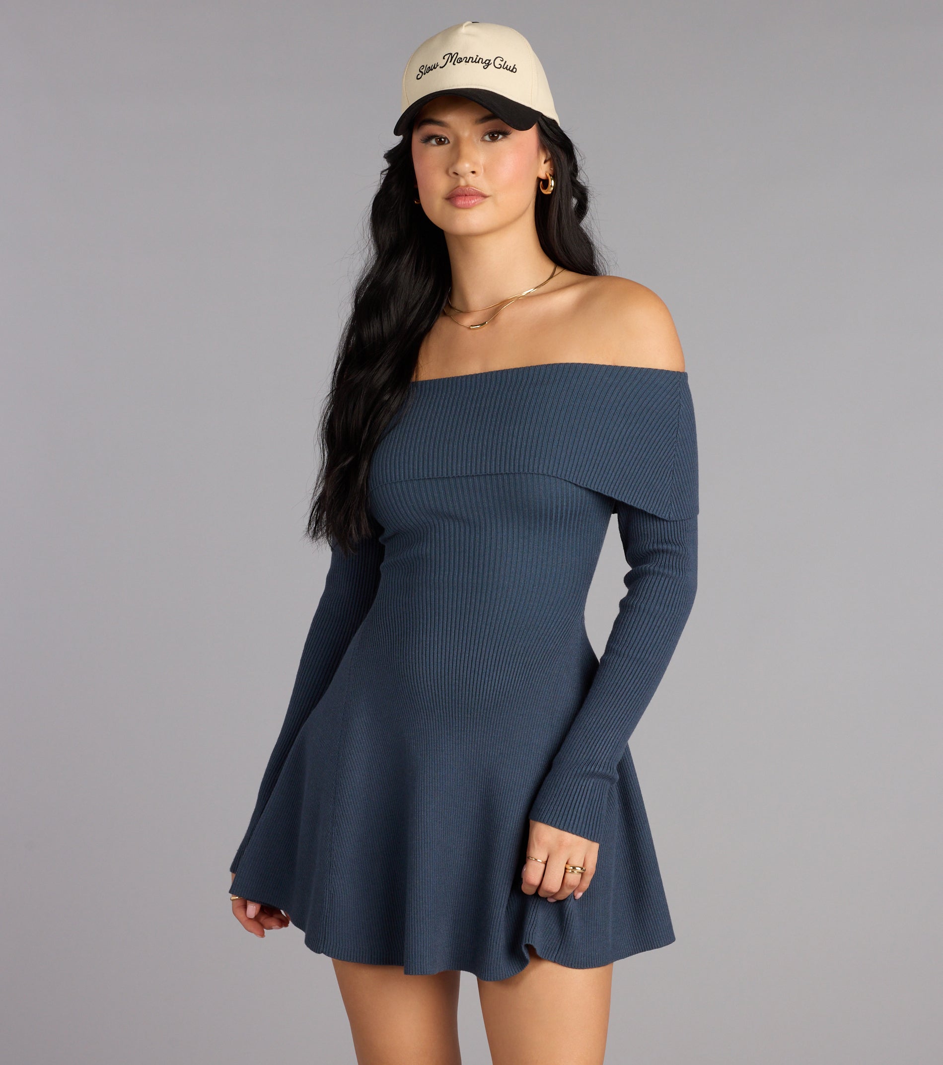 Chic Staple Ribbed Knit Skater Dress - Image 36