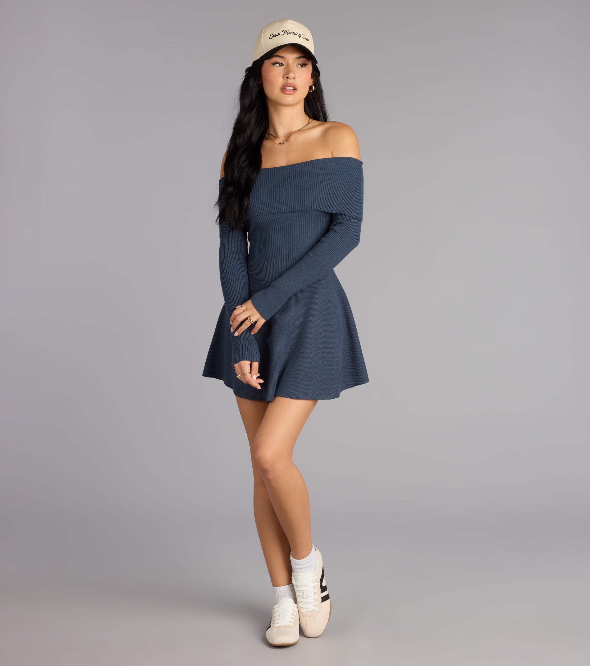 Chic Staple Ribbed Knit Skater Dress - Image 38