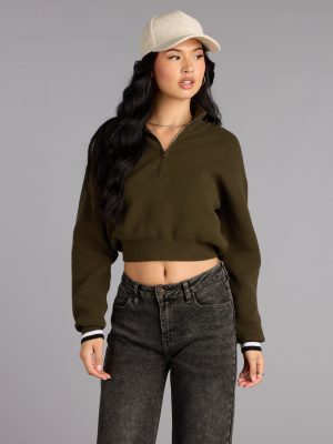 Season Shift Mock Neck Crop Sweater