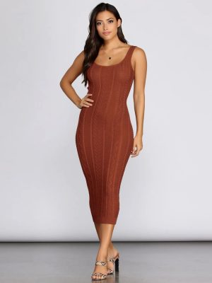Falling For Knit Midi Dress
