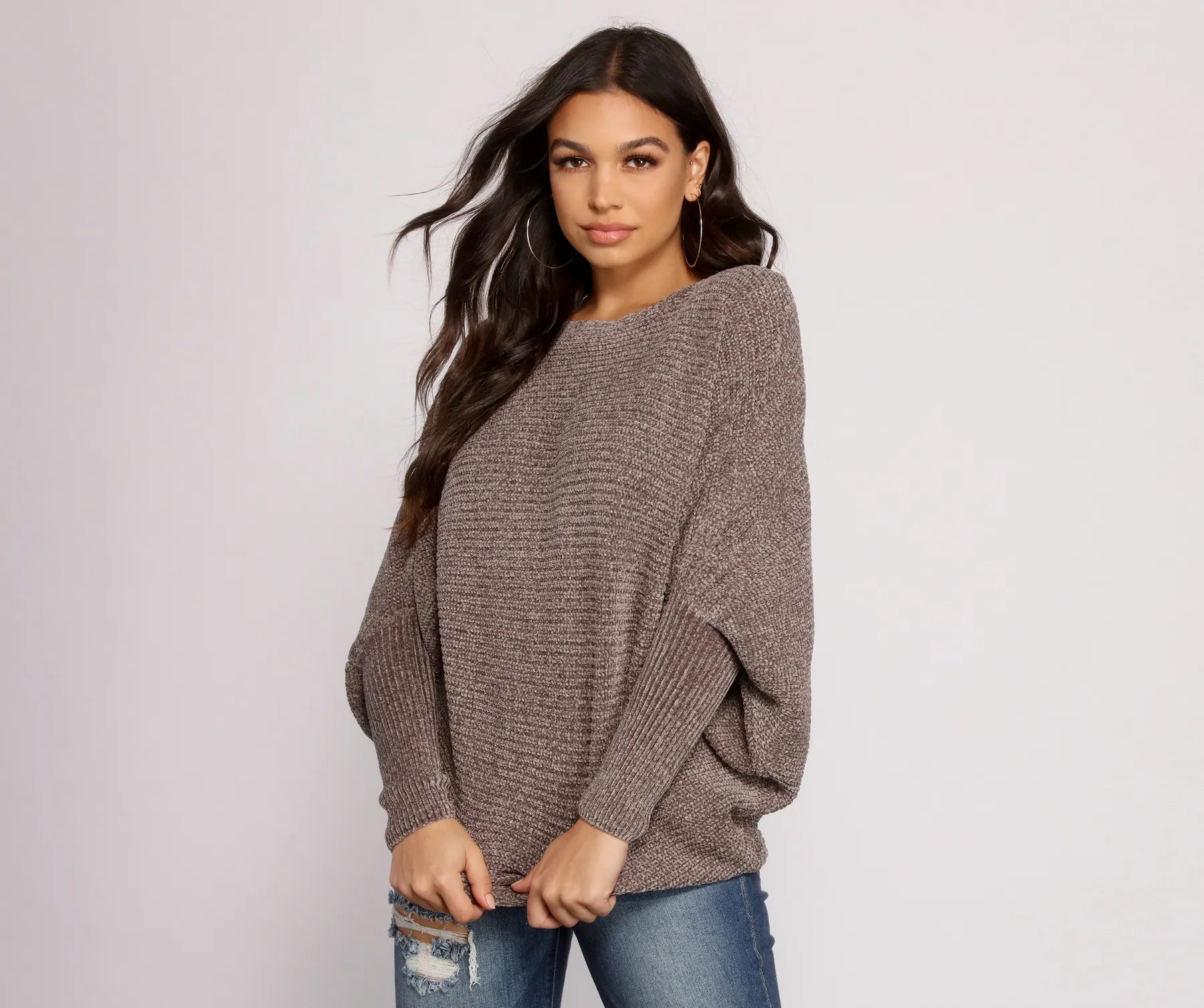 Chenille Knit Dolman Sleeve Sweater - Image 5