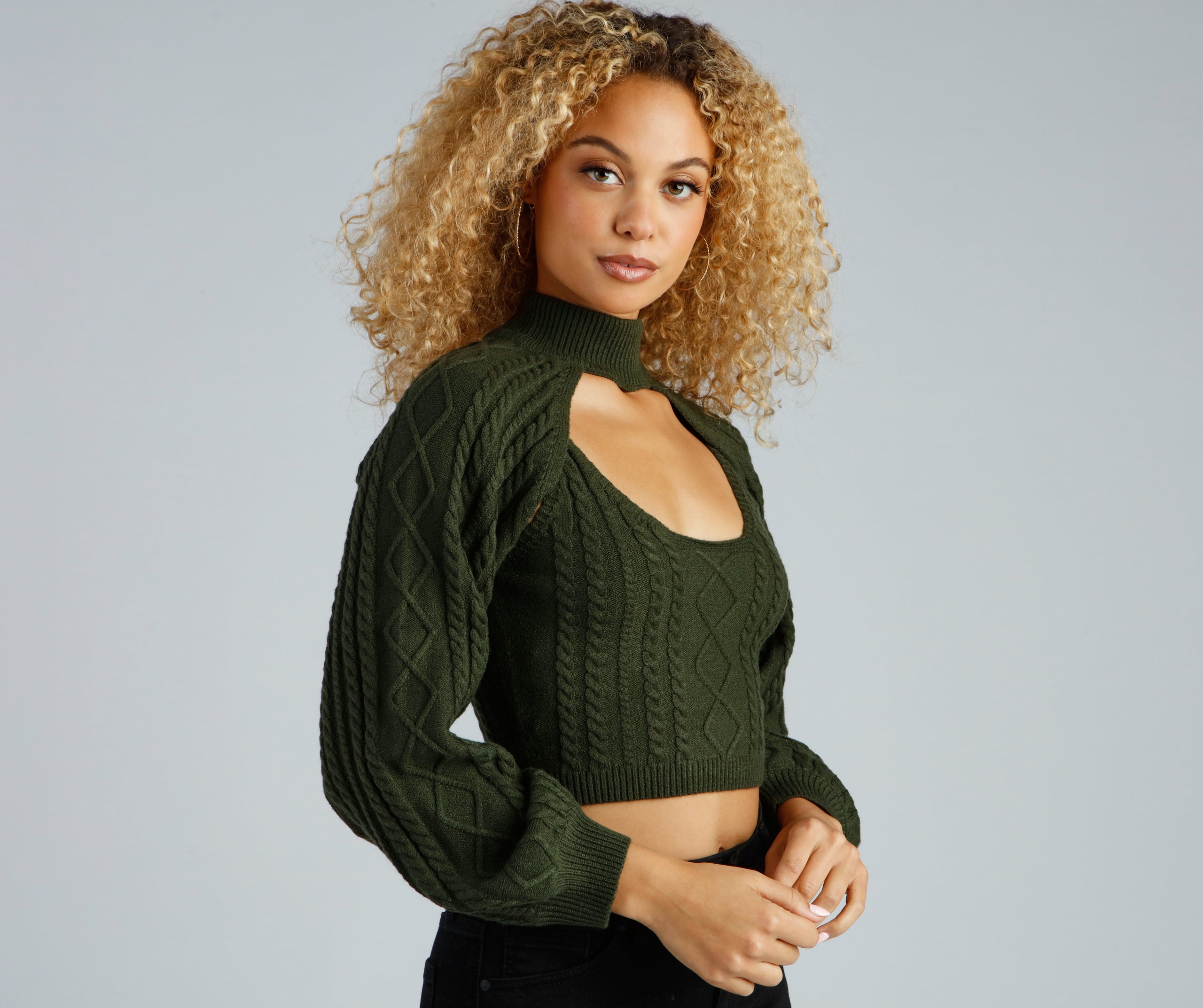 Autumn Harvest Mock Neck Sweater Top - Image 7