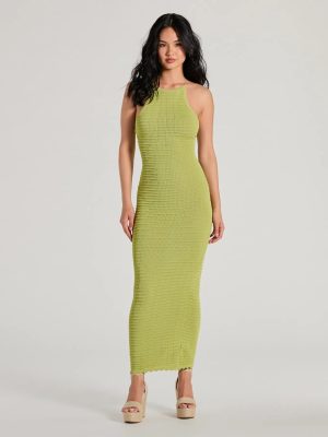 Feeling Myself High Neck Lace-Up Knit Maxi Dress