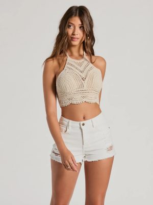 Trendy Oasis Halter Crochet Crop Top