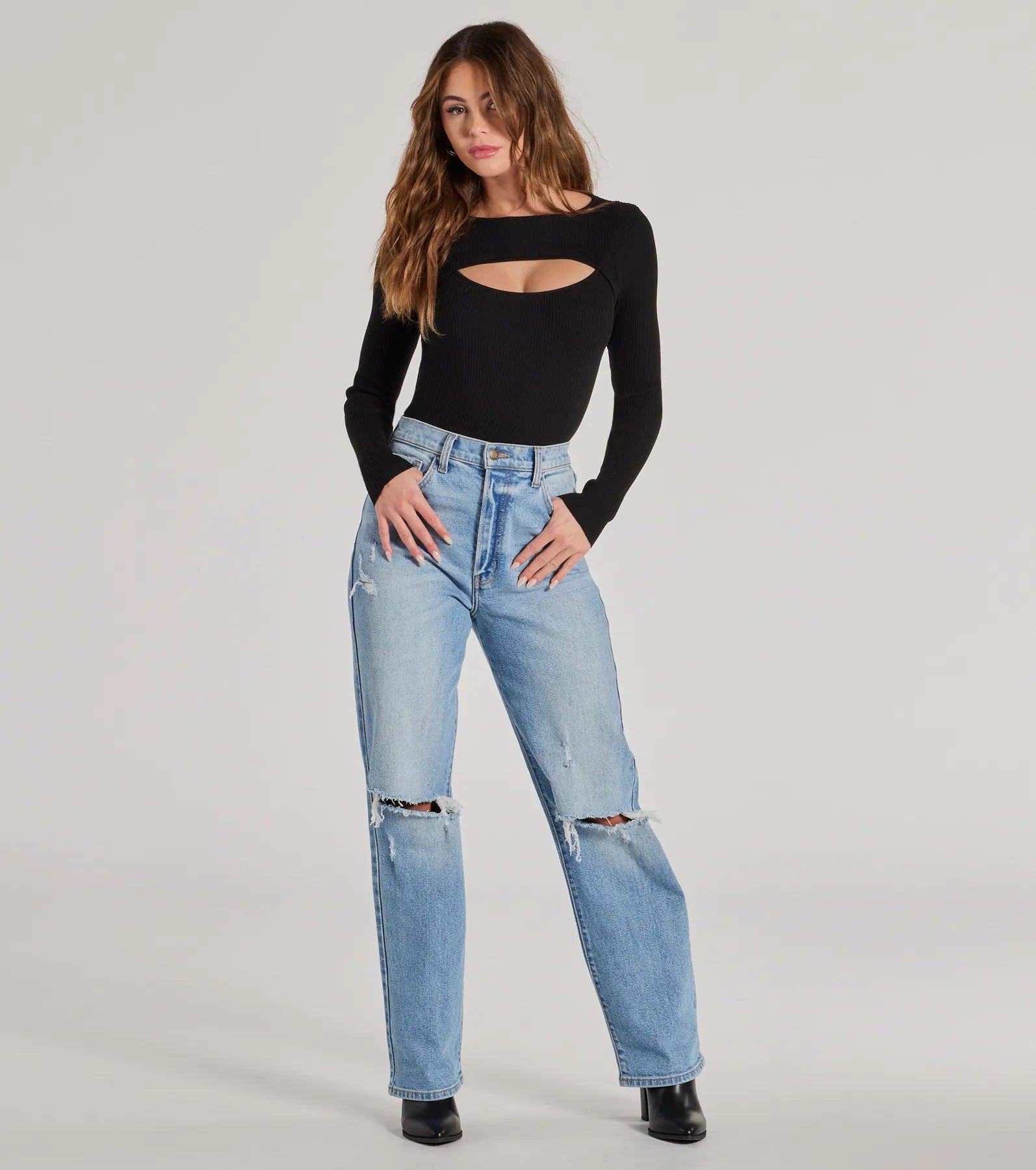 Casual Vibes Ribbed Knit Cutout Bodysuit - Image 3