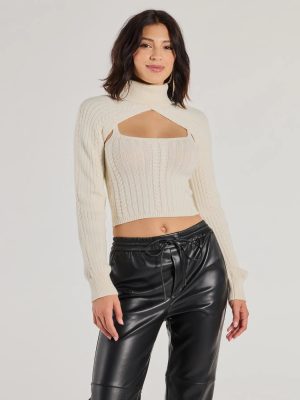 Cozy Casual Cable Knit Turtleneck Sweater Topper