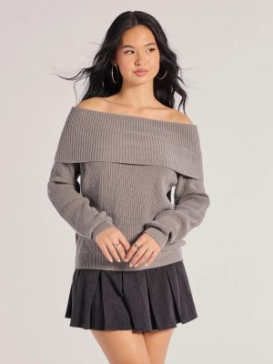 Cozy Factor Ribbed Knit Off-The-Shoulder Sweater
