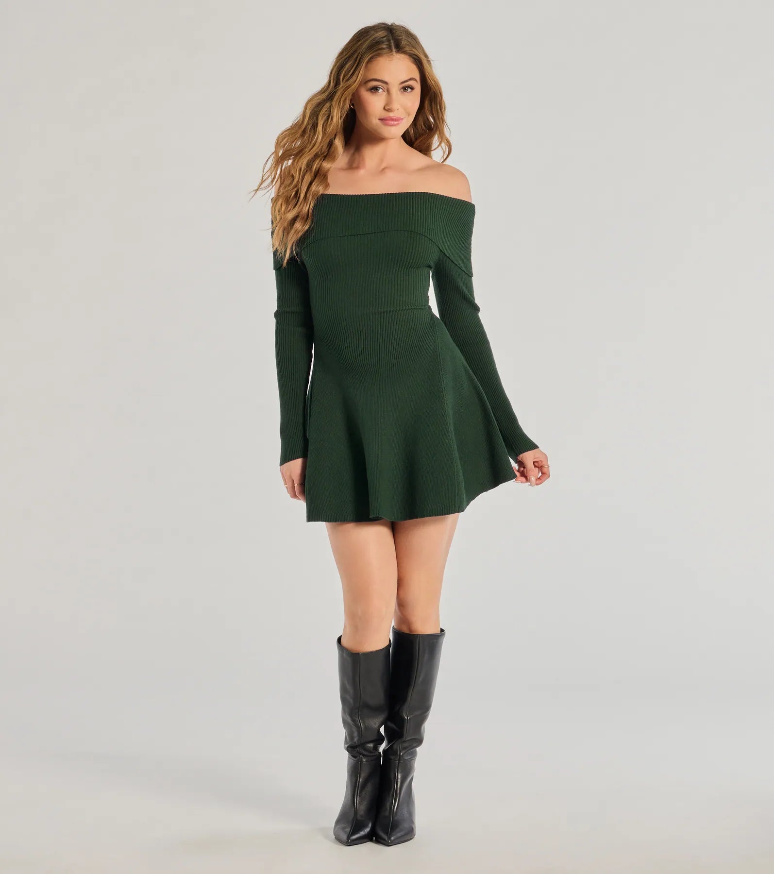 Chic Staple Ribbed Knit Skater Dress - Image 18