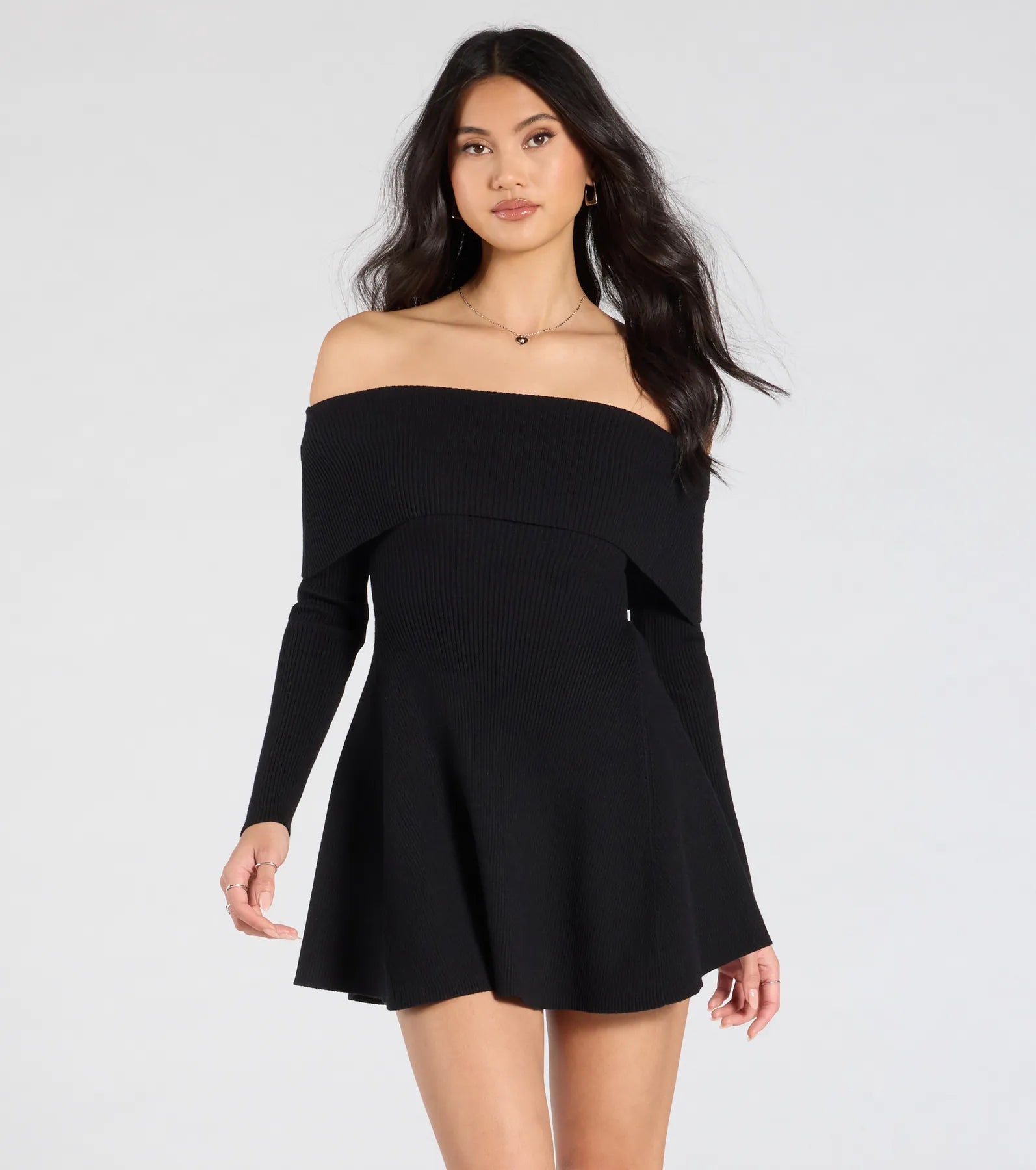 Chic Staple Ribbed Knit Skater Dress - Image 24