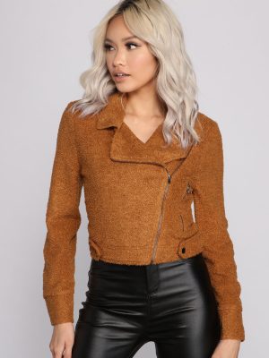 Chic Faux Fur Moto Style Jacket