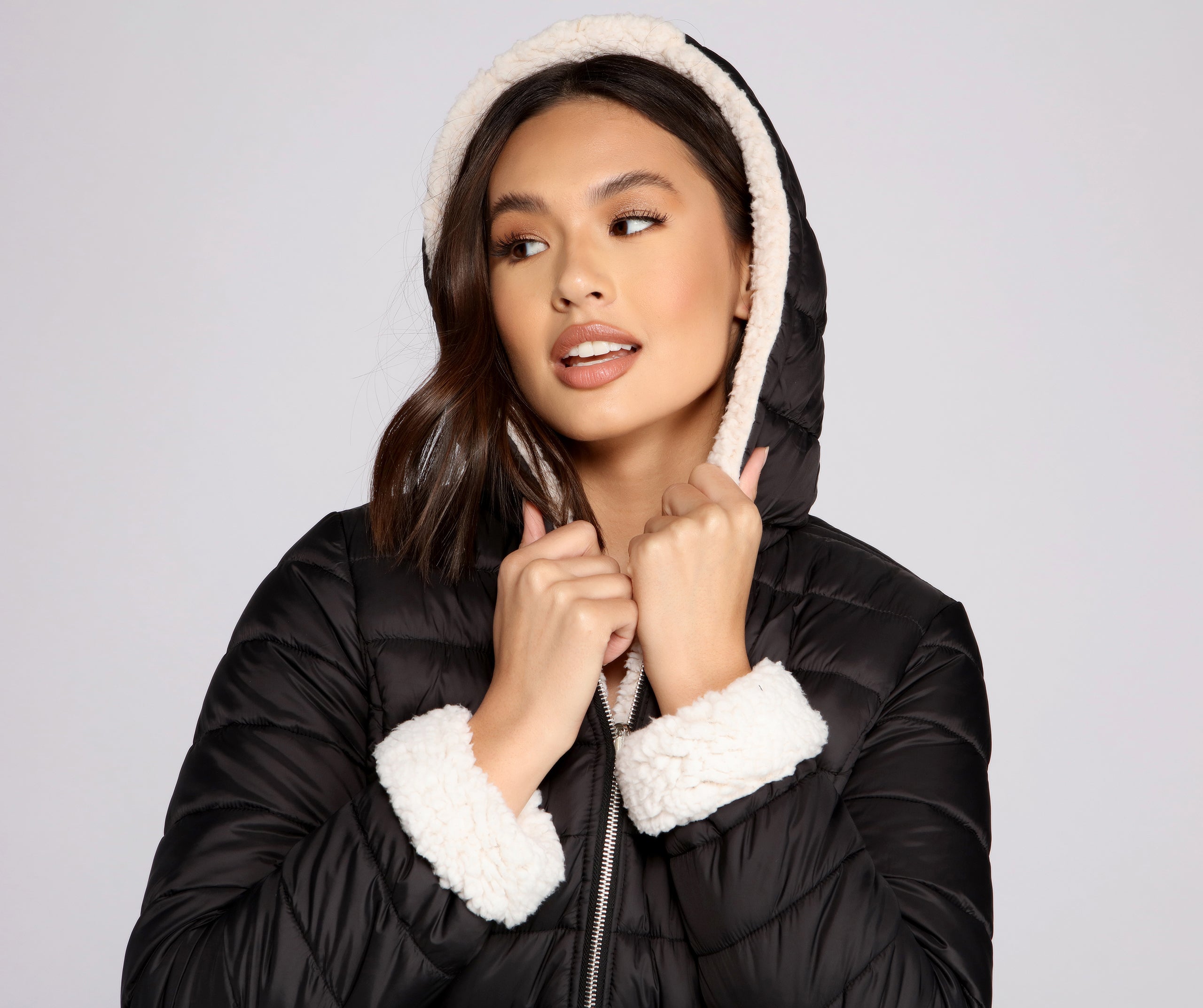 Faux Fur Reversible Puffer Jacket - Image 12