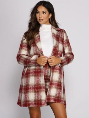 Chic In Plaid Belted Coat