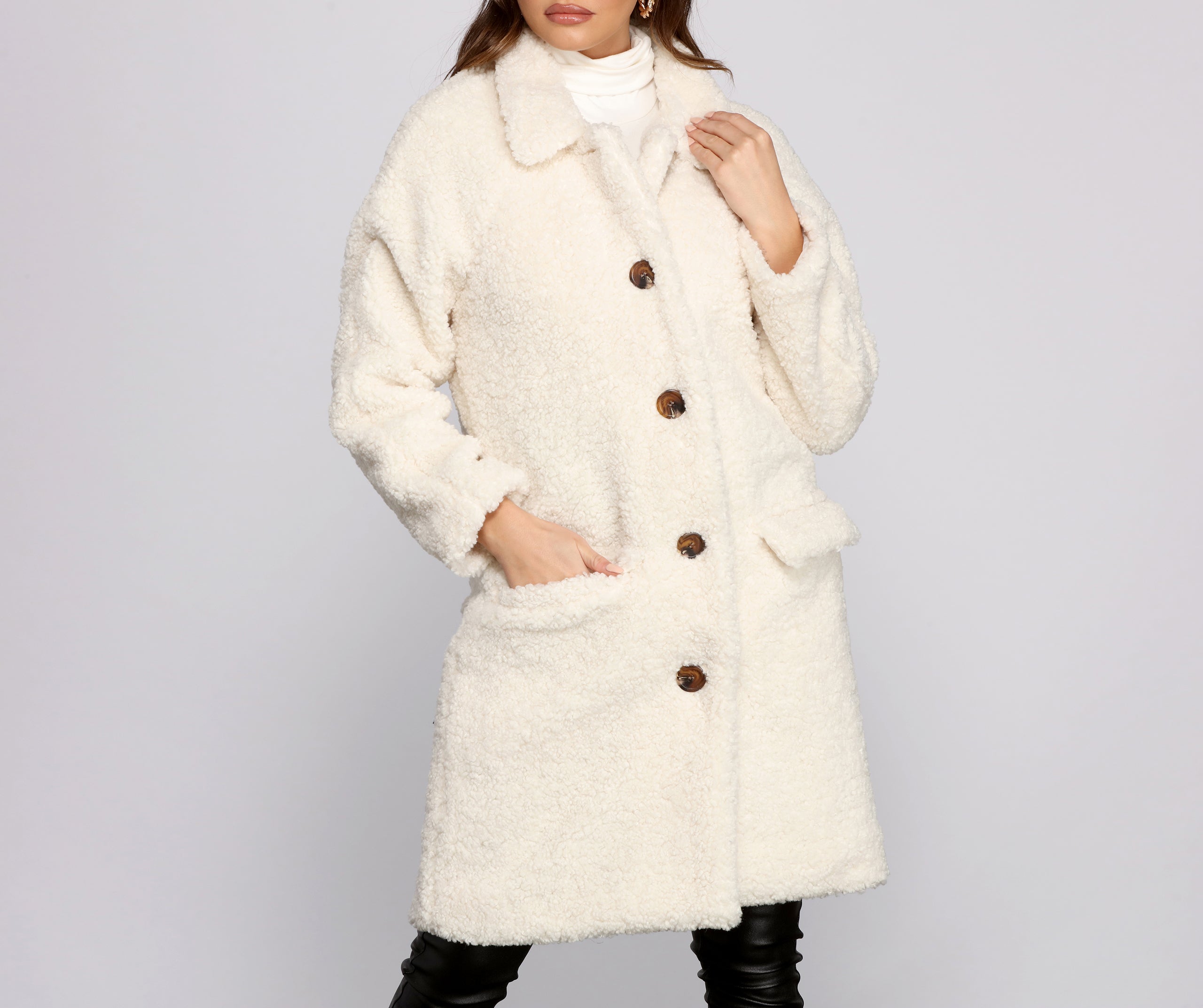 Cozy Cutie Sherpa Button-Down Coat - Image 3