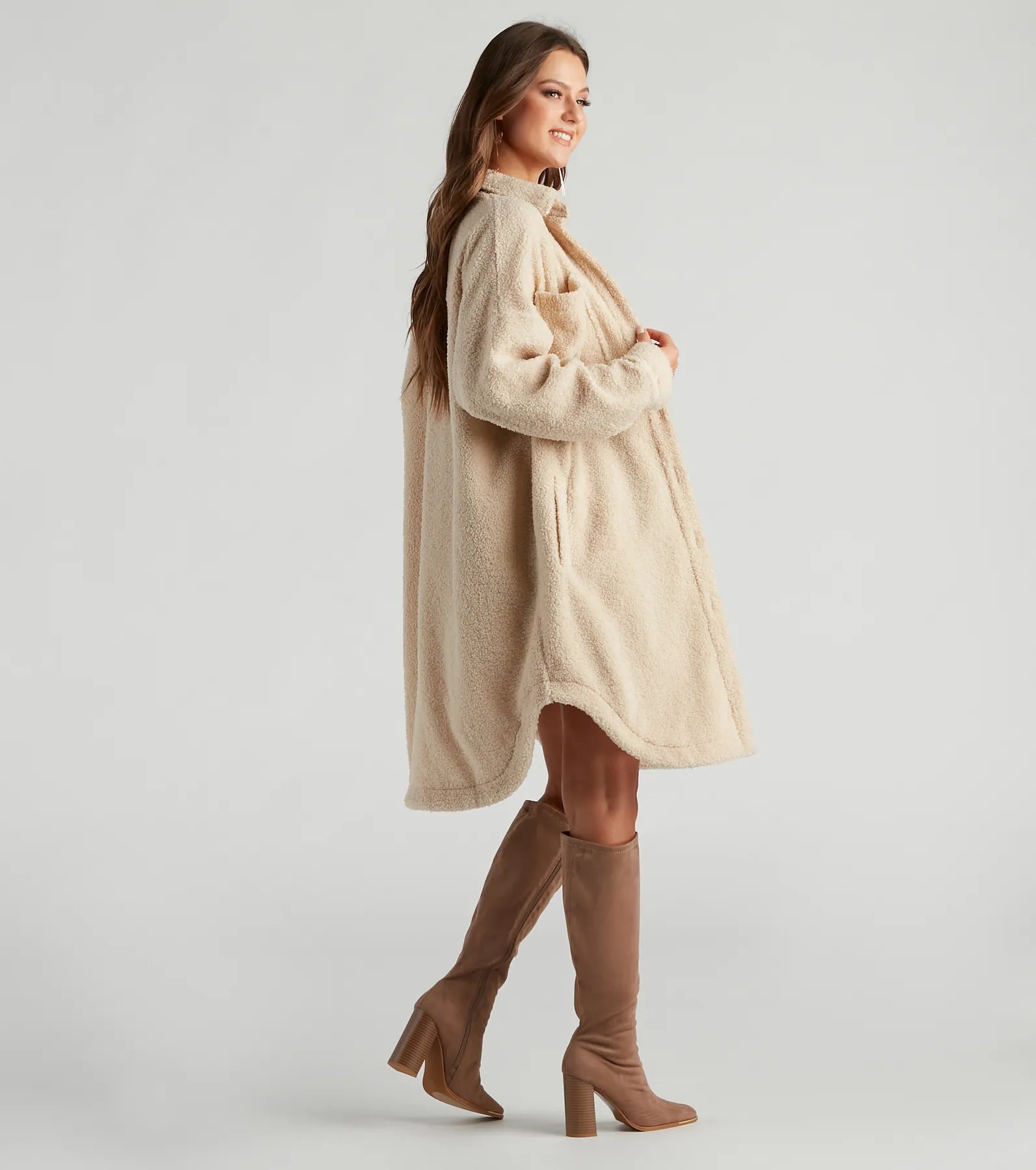 Cozy Days Sherpa Longline Shacket - Image 2
