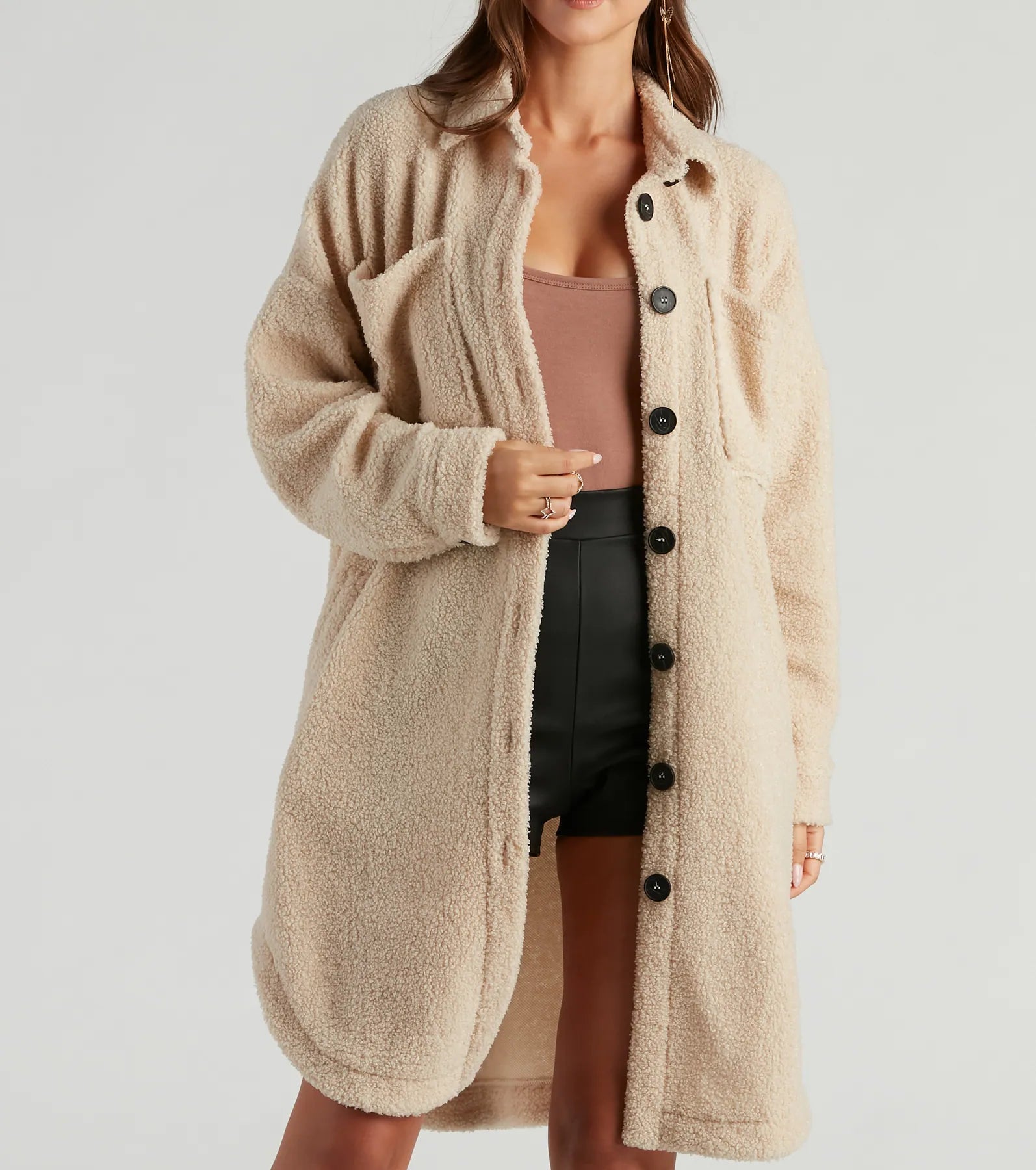 Cozy Days Sherpa Longline Shacket - Image 4