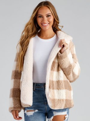Cuddle Weather Plaid Sherpa Reversible Jacket