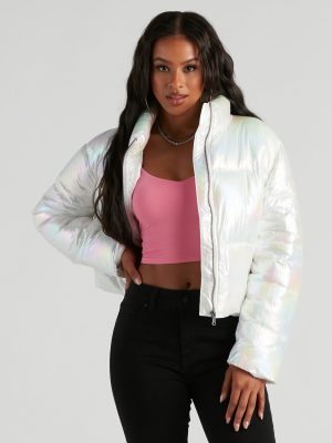 Chromatic Babe Crop Puffer Jacket