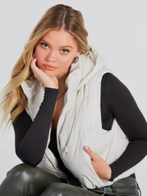 Hit The Slopes Faux Leather Puffer Vest