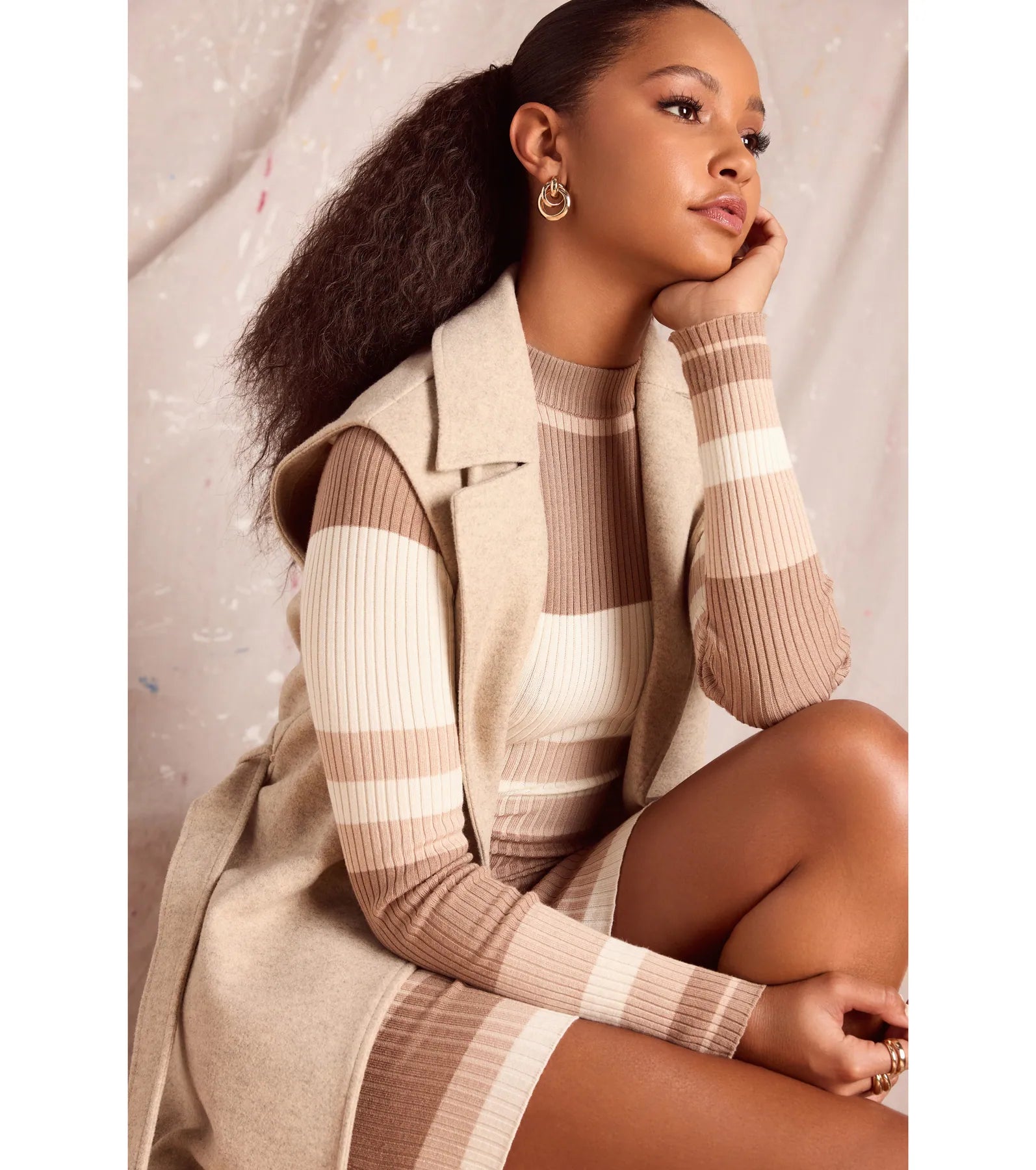 Autumn Chic Faux Wool Long Belted Vest - Image 6
