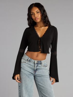 Whisper Lace Tie Front Top