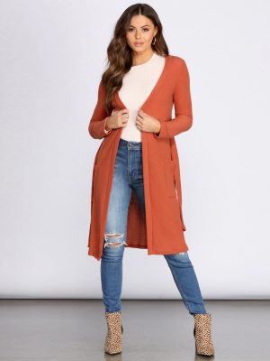 Brushed Knit Belted Cardigan