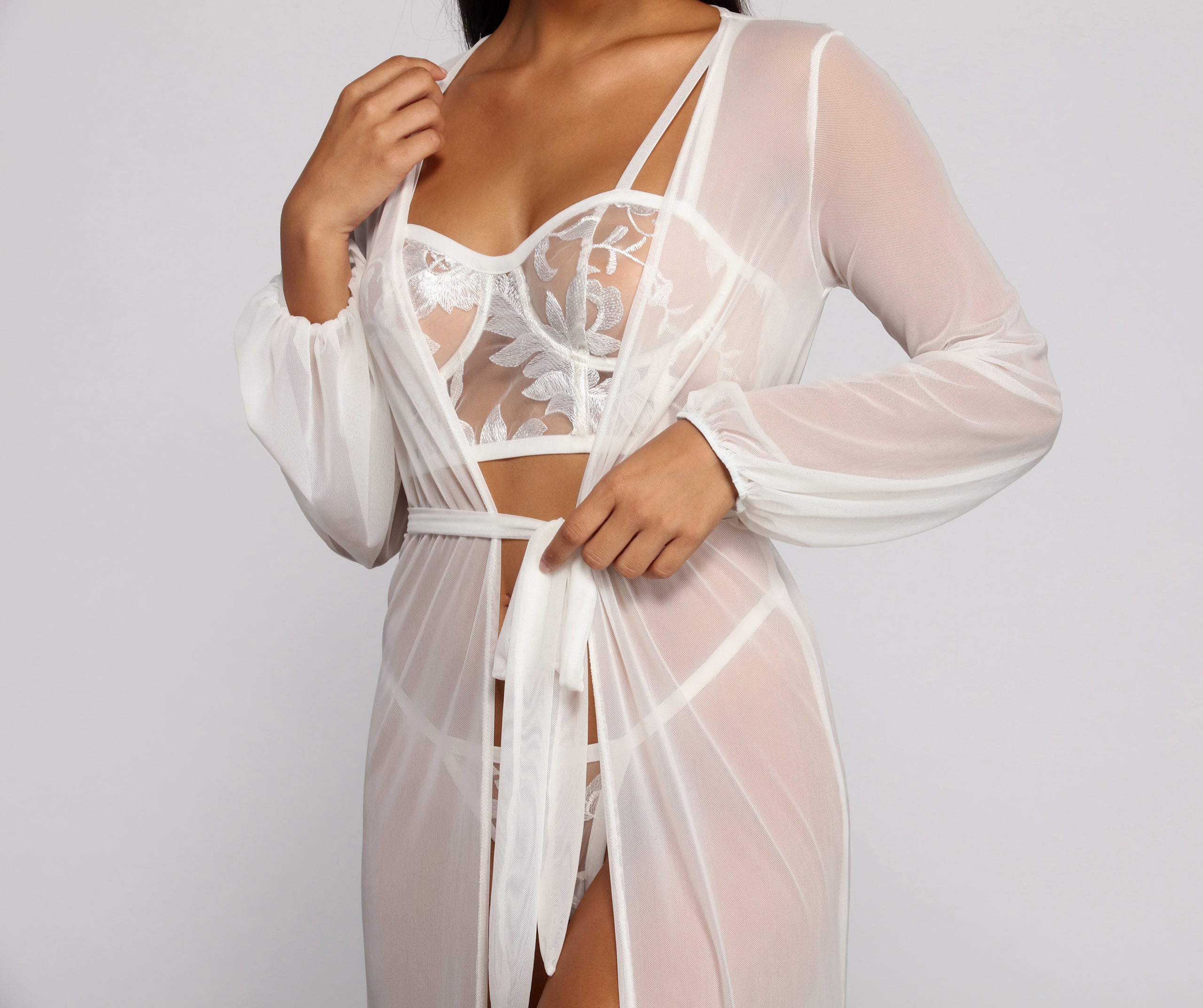 Chic And Sheer Mesh Belted Duster - Image 2